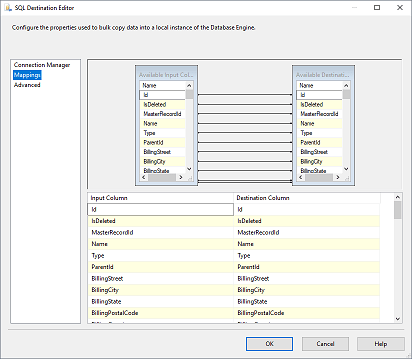 Configuring Data Mapping and Destination Properties: sql server rest api